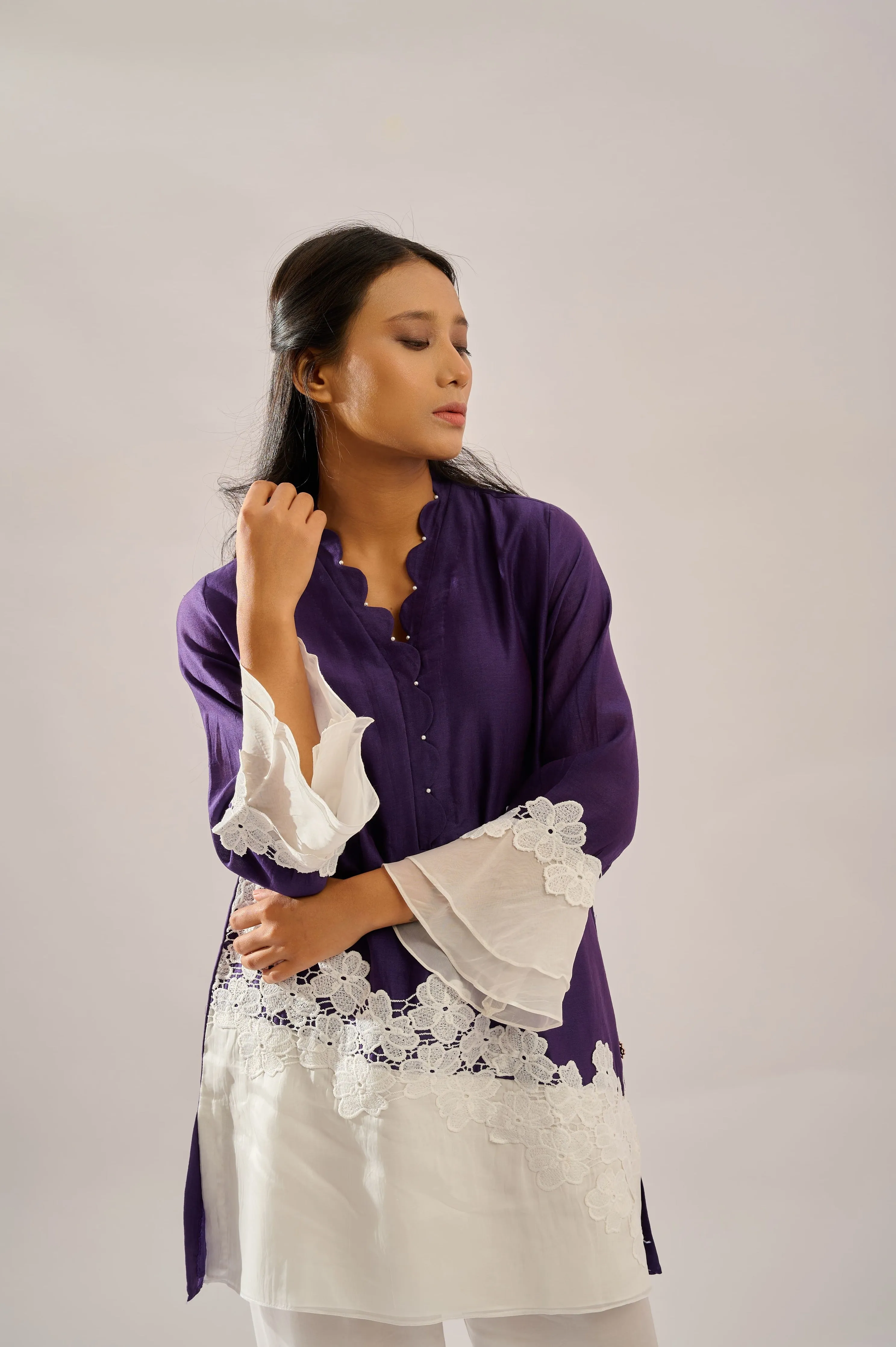 Orchid tunic in cotton silk chanderi