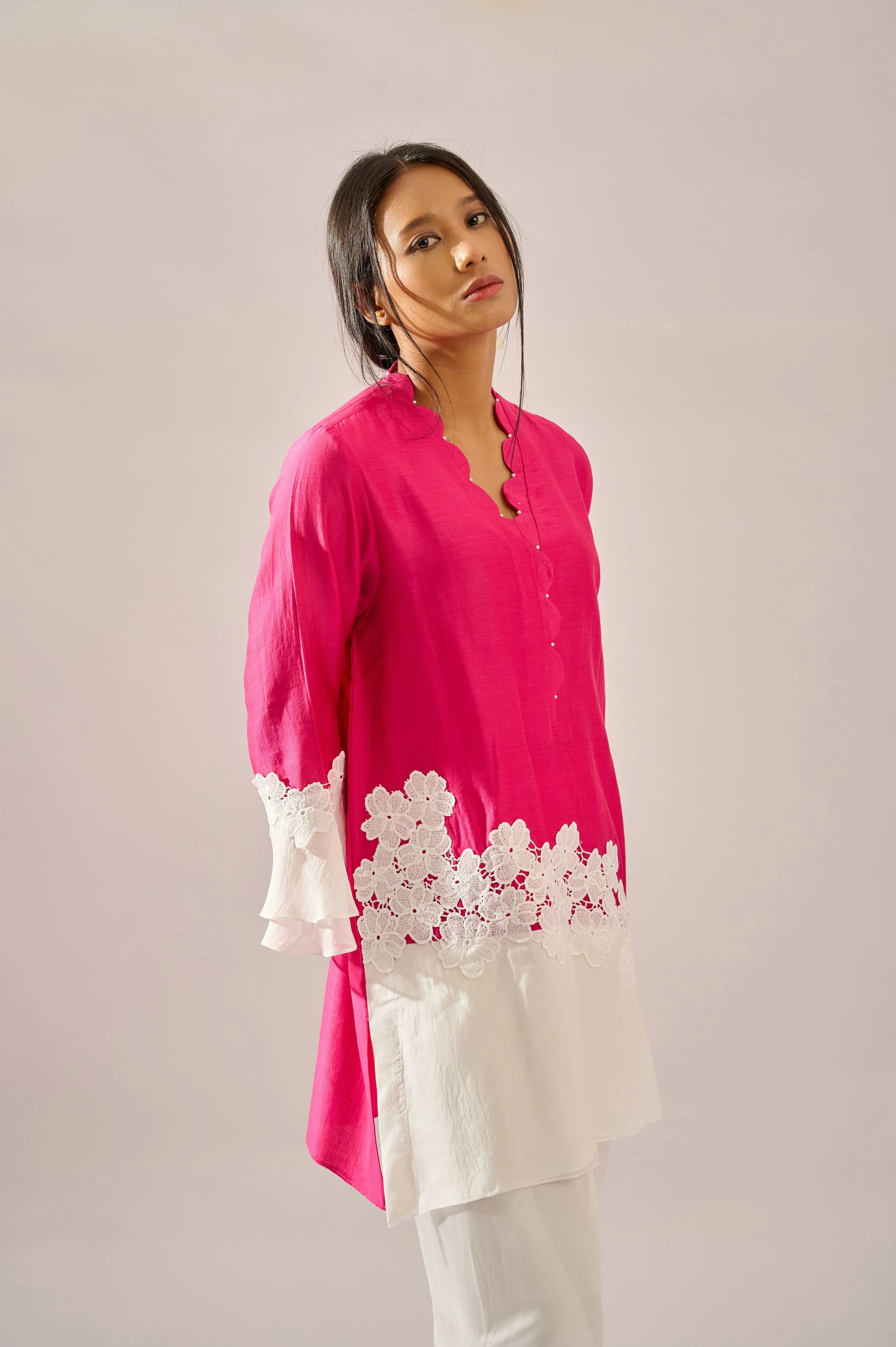 Orchid tunic in cotton silk chanderi