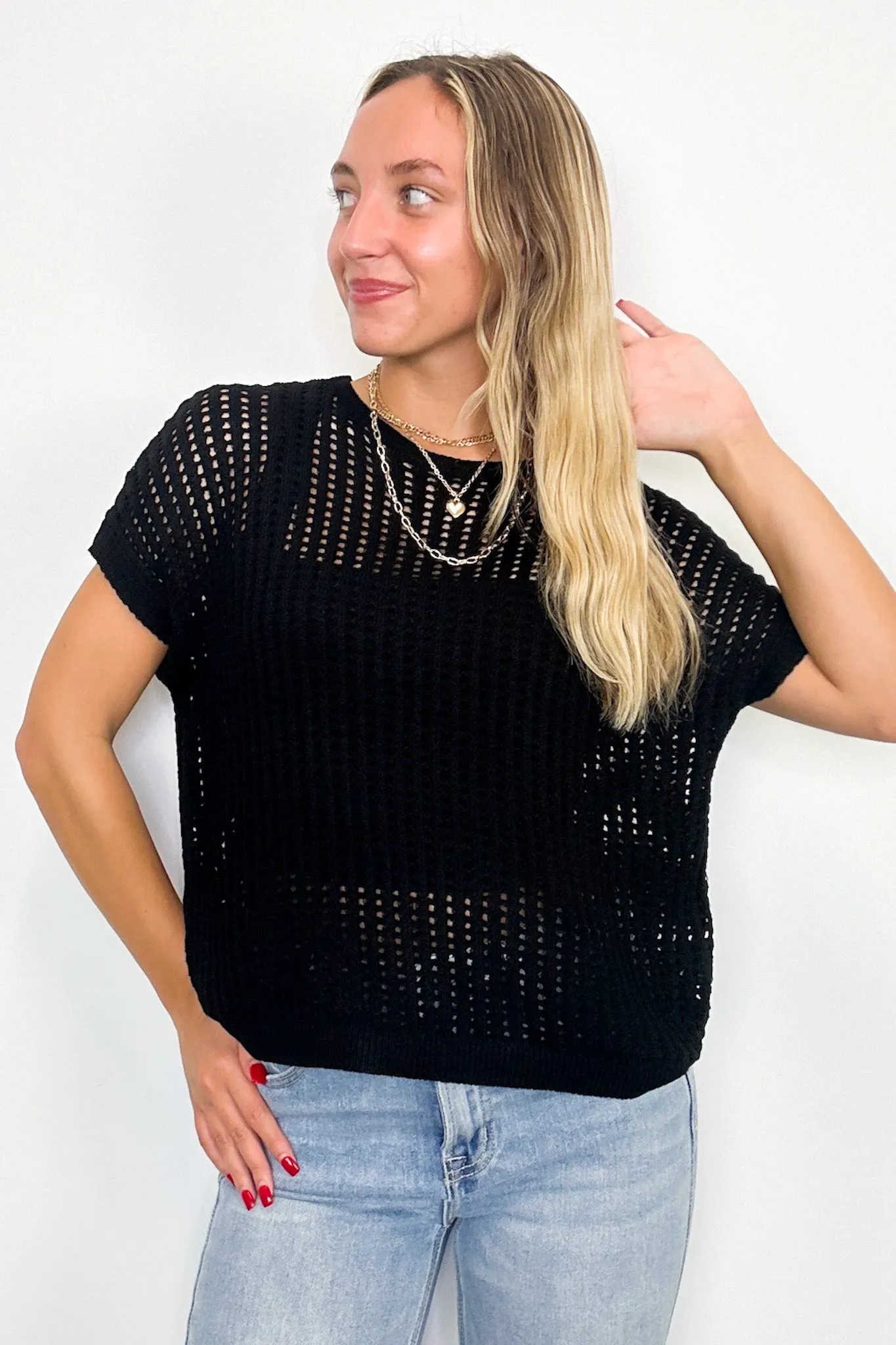 Phoebe Viscose Crochet Knit Top