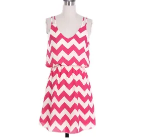 Pink Tank Top Chevron Dress