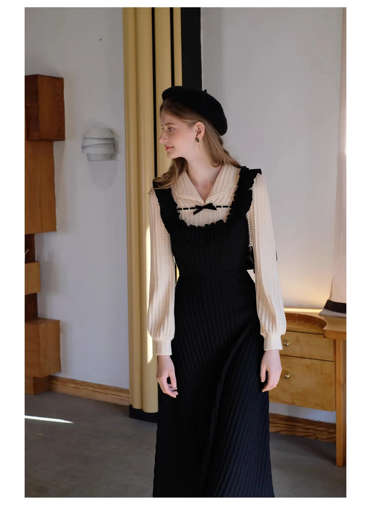 Retro Contrast Colors Knit Dress