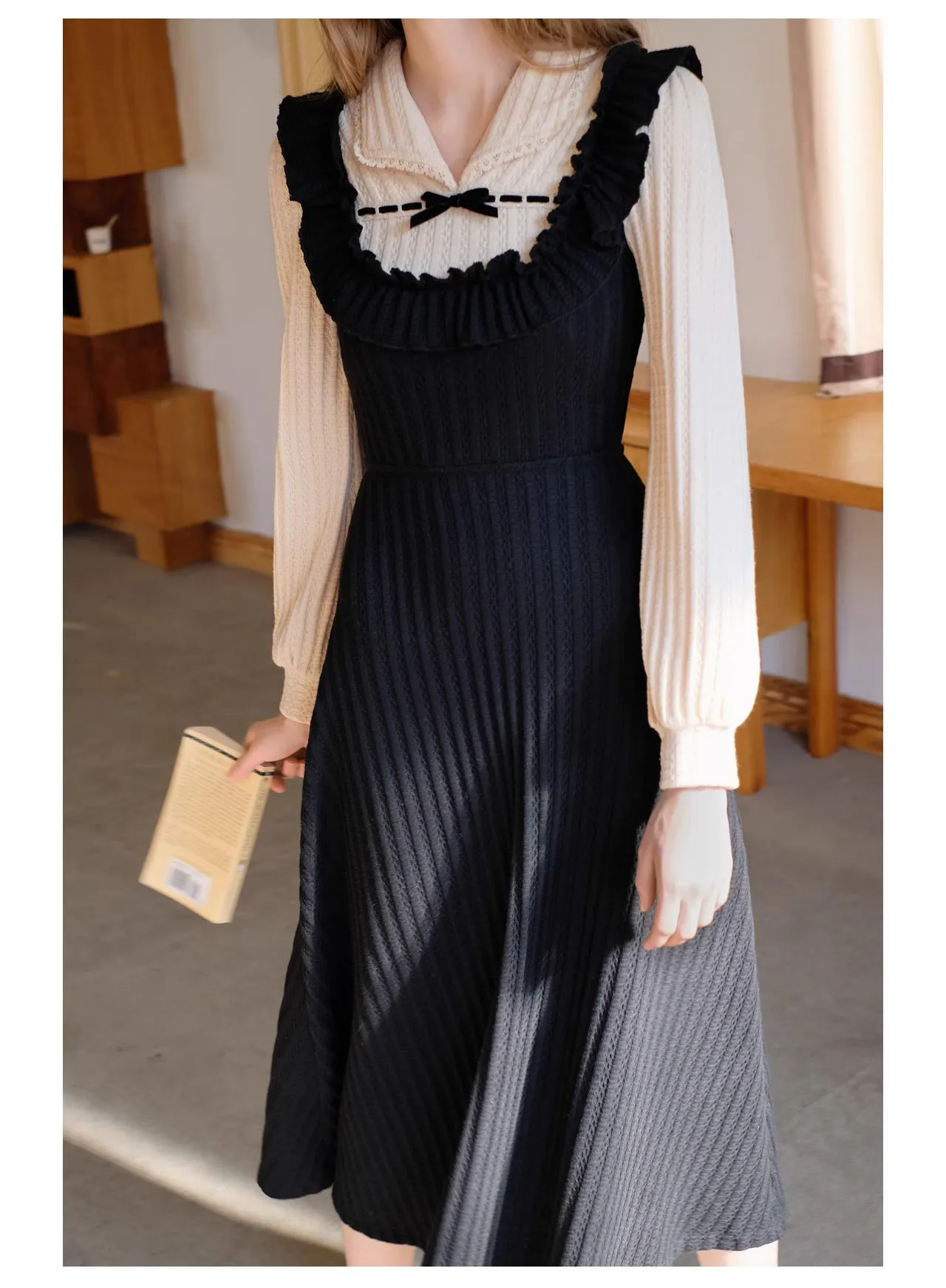 Retro Contrast Colors Knit Dress