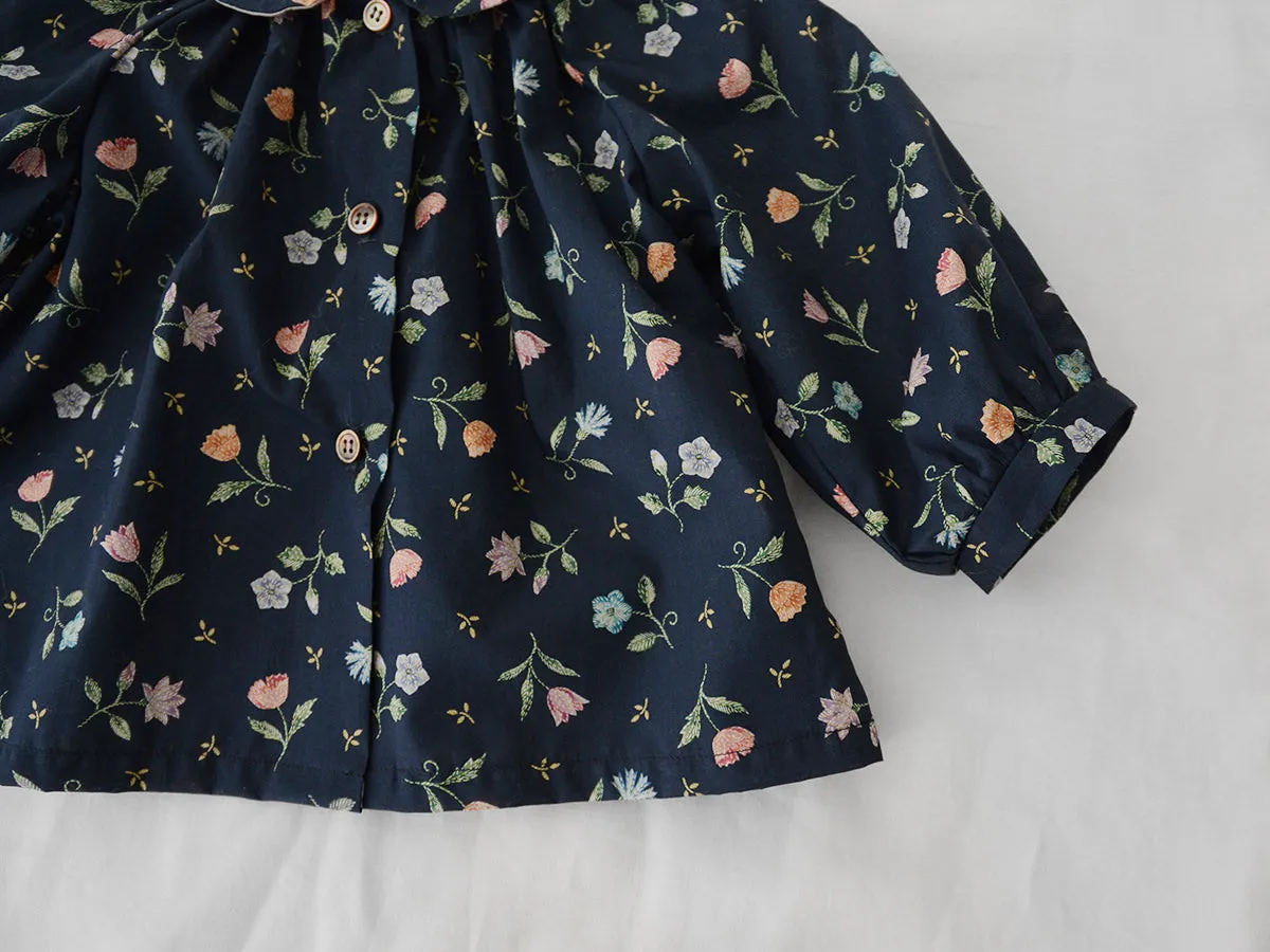 Rita Blouse, Navy Flower