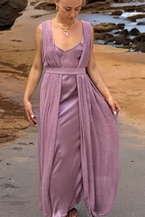 ROSE SILK SLIP DRESS LILAC