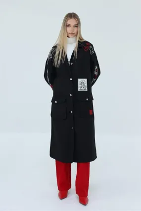 RYN Embroidered Trench Coat - Black - Toulouse