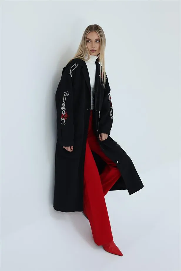 RYN Embroidered Trench Coat - Black - Toulouse