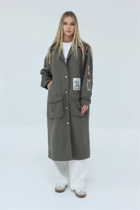 RYN Embroidered Trench Coat - Khaki - Plainfield