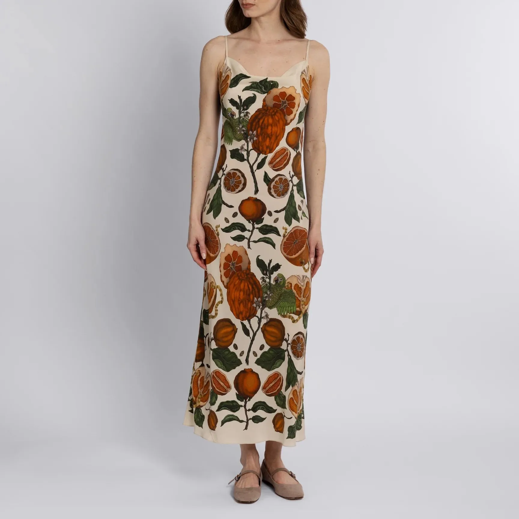 SABINA SAVAGE - ORANGES AND LEMONS SILK SLIP DRESS