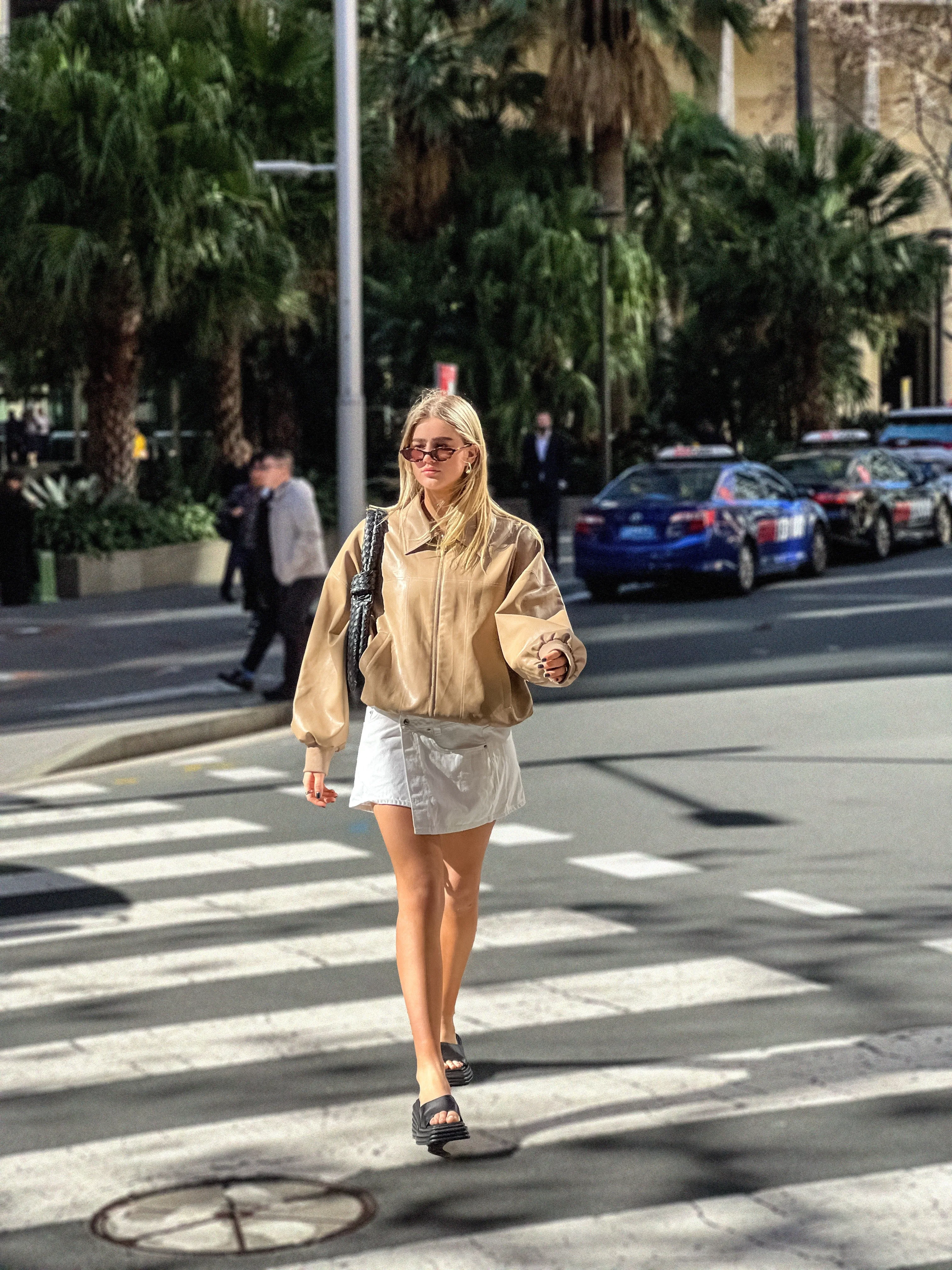 Sand Harper Faux Leather Jacket