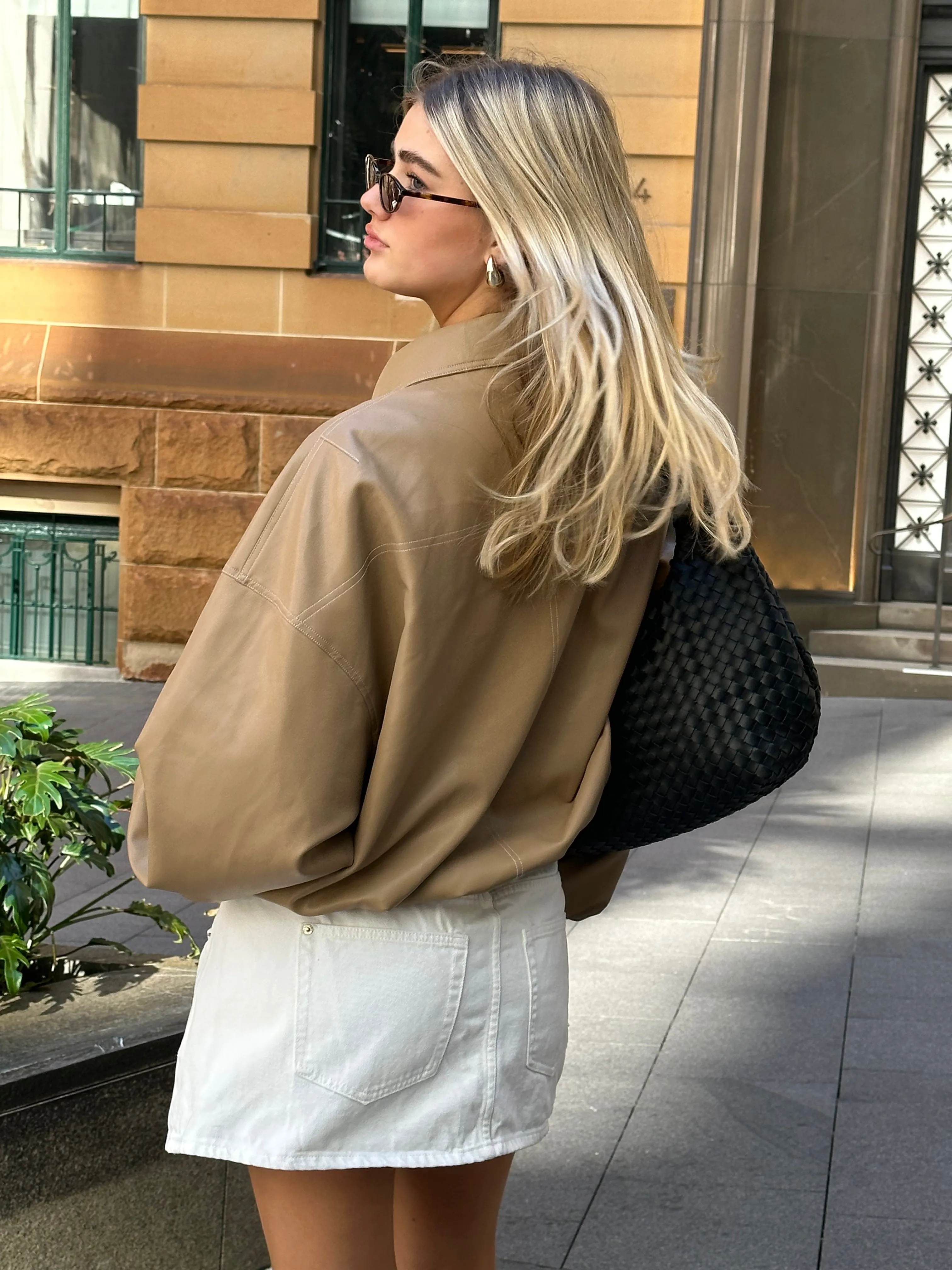 Sand Harper Faux Leather Jacket