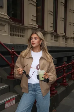 Sand Harper Faux Leather Jacket