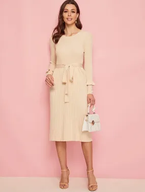 Self Tie Ruffle Trim Jumper Dress