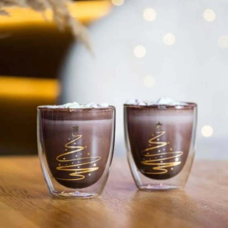 Set Of 2 Latte Double Wall Glasses 250ml