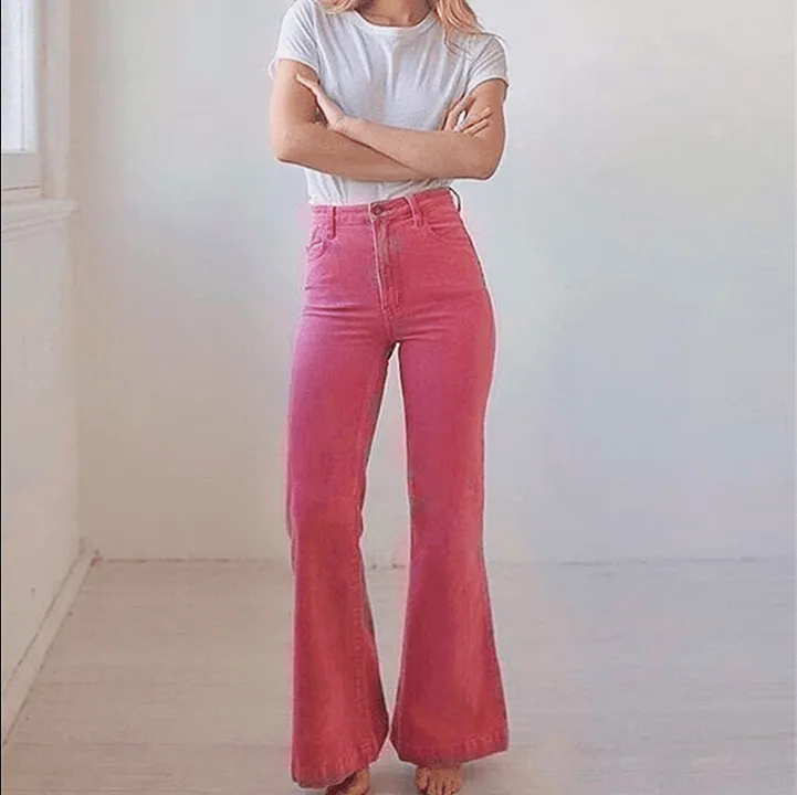 Sexy Corduroy Flare High Waist Pants