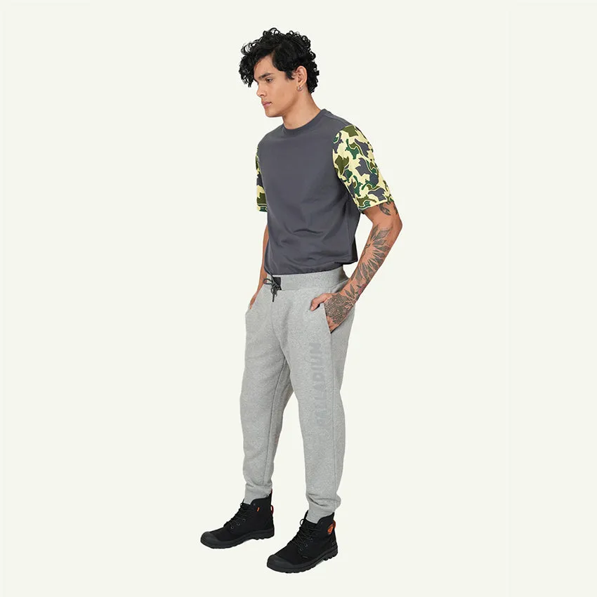 SWEAT PANTS SIDE LOGO PRINT MEN'S PANTS -  HEATHER GREY