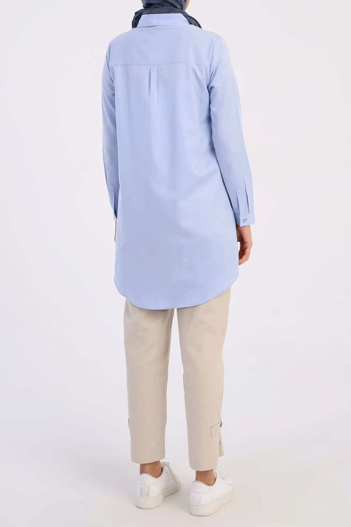 TLD Women Allday Blue Hidden Snap Tunic Shirt - Düsseldorf