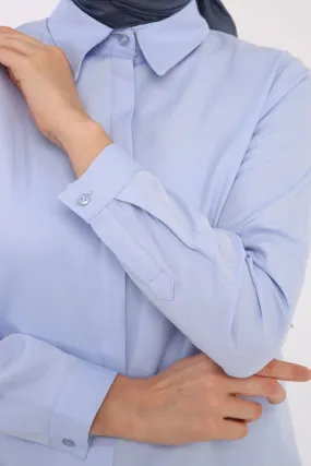 TLD Women Allday Blue Hidden Snap Tunic Shirt - Düsseldorf