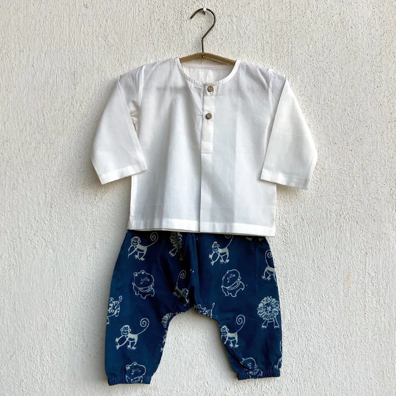 UNISEX ORGANIC ZOO BAG - ZOO & WHITE KURTA   ZOO PANTS