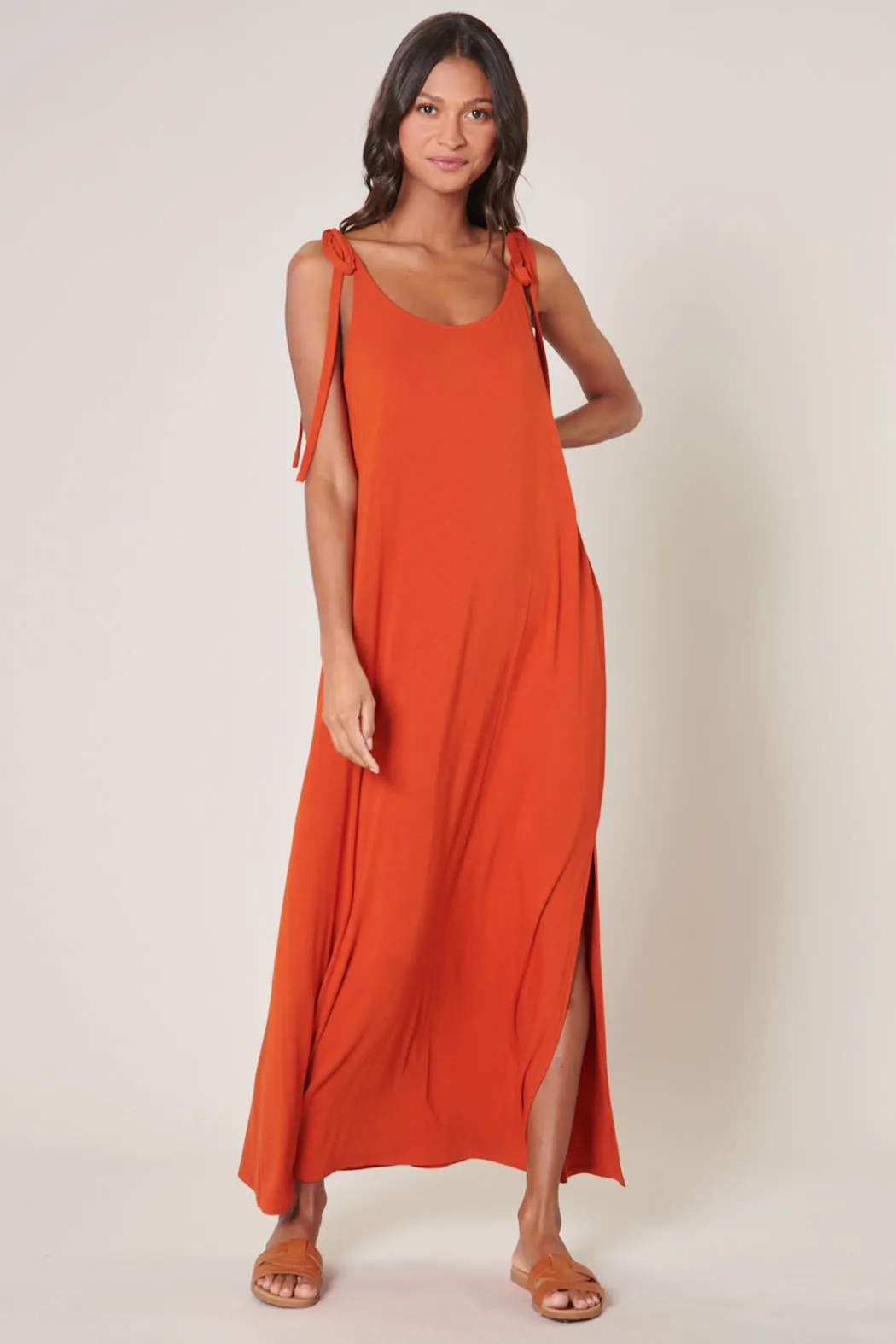 Verona Tie Strap Jersey Knit Maxi Dress