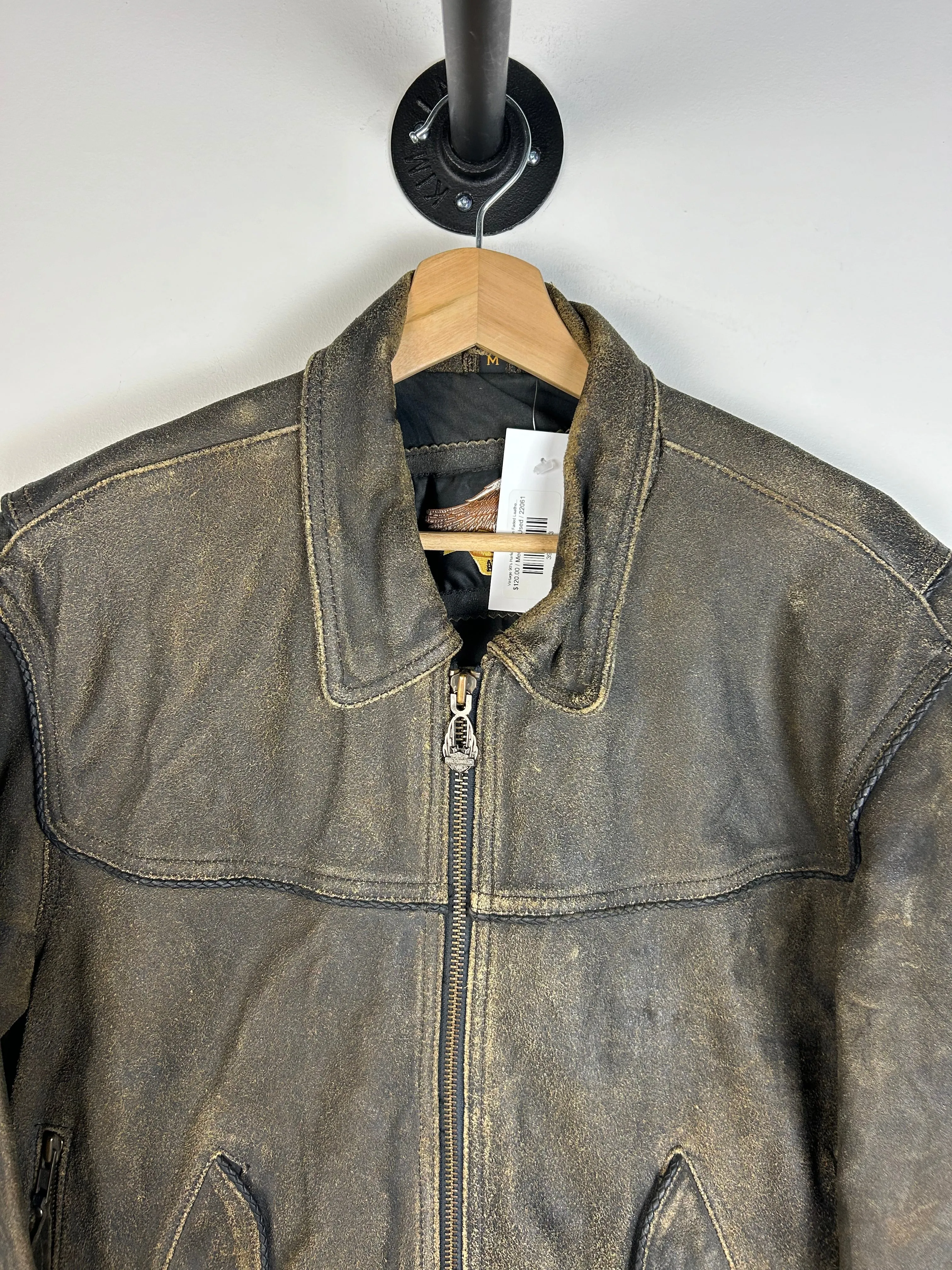 Vintage 90's Harley Davidson Faded Leather Jacket