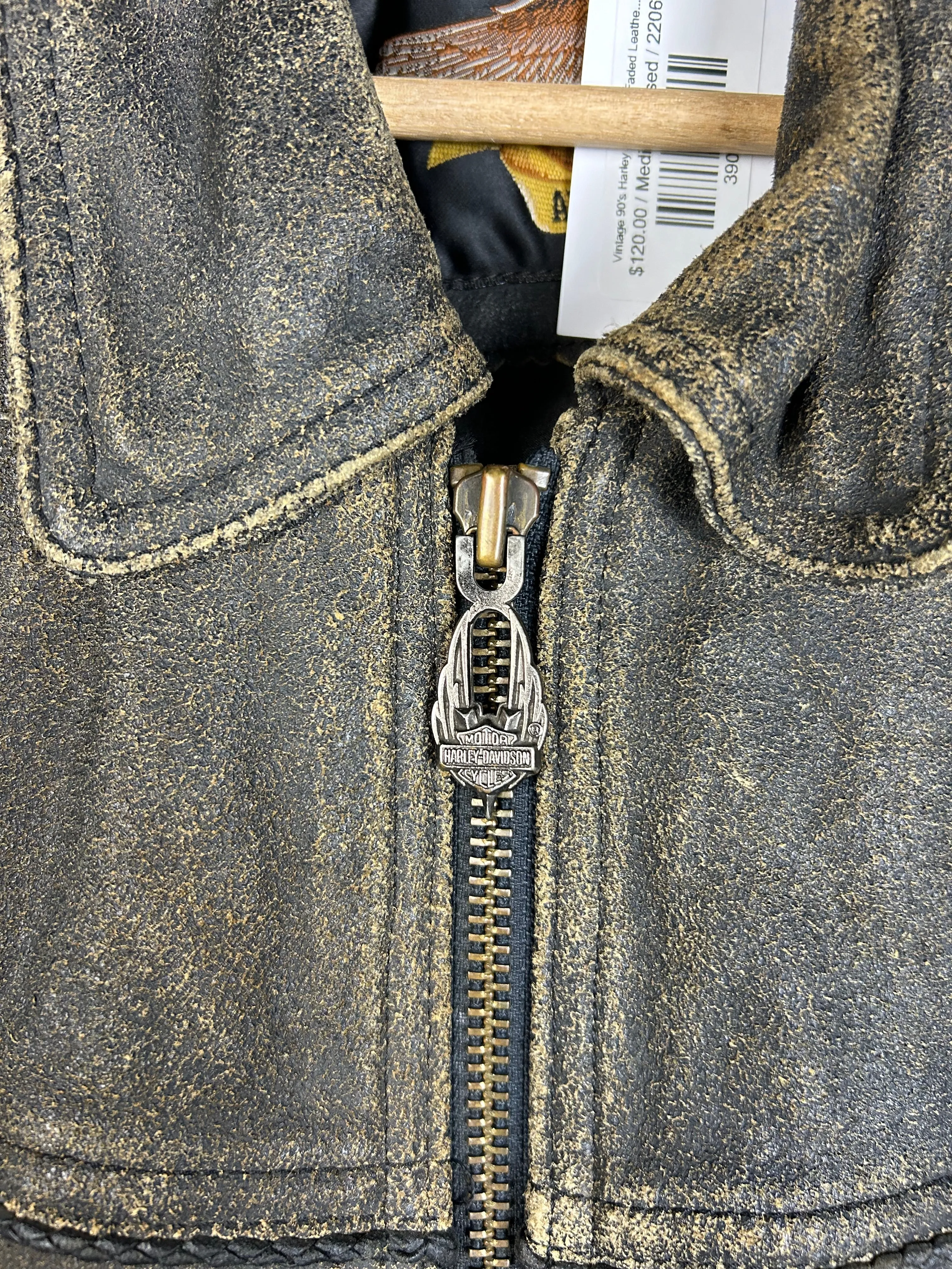 Vintage 90's Harley Davidson Faded Leather Jacket