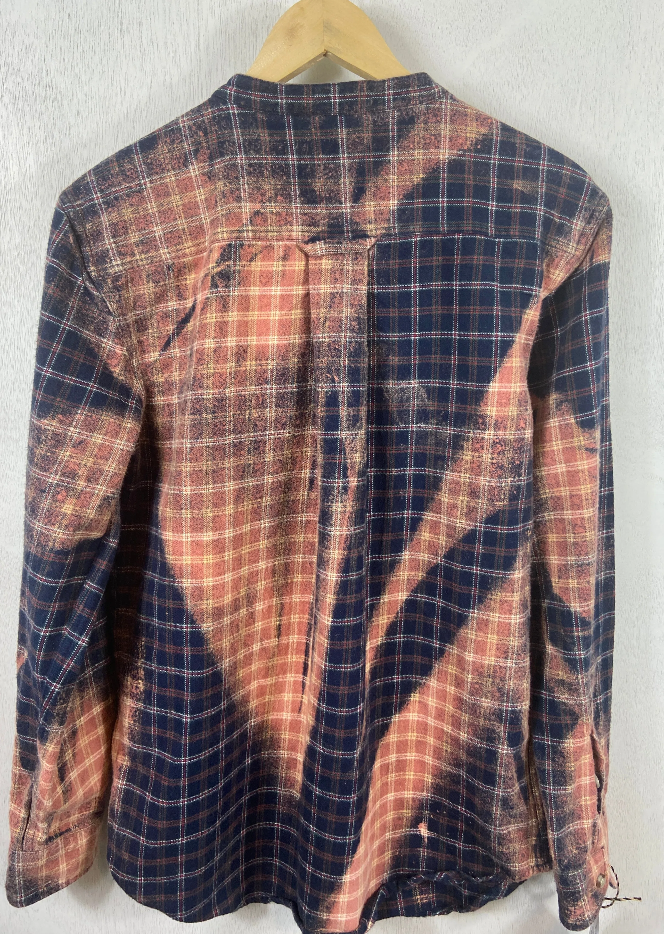 Vintage Navy Blue and Dusty Rose Flannel Tunic Size Medium