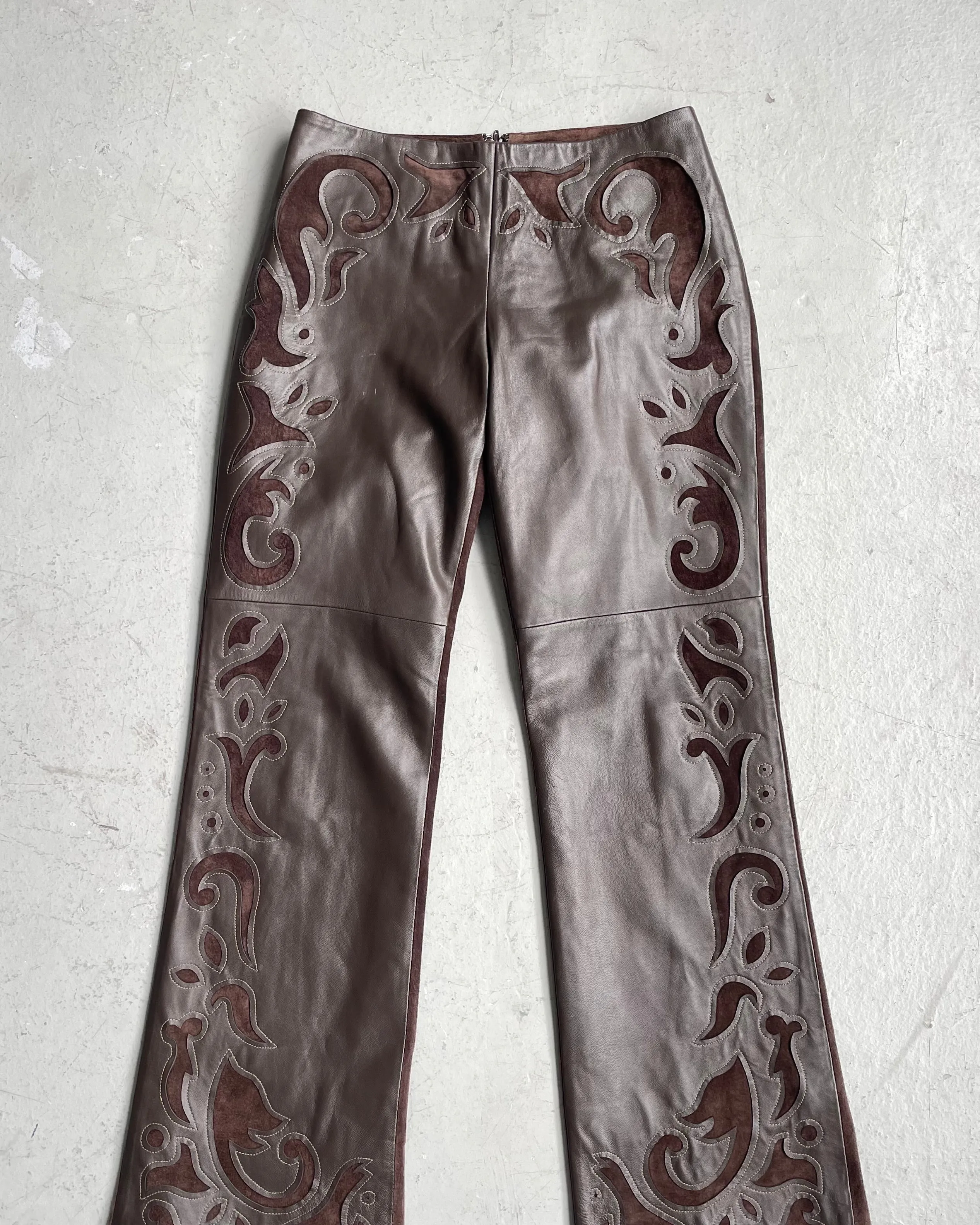 Vintage Western Brown Leather & Suede Pants