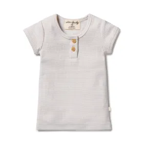 Wilson & Frenchy Organic Stripe Rib Henley Tee - Dawn