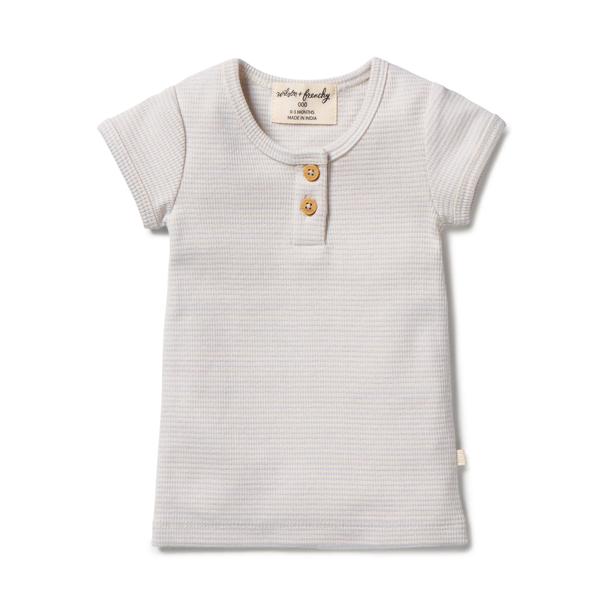 Wilson & Frenchy Organic Stripe Rib Henley Tee - Dawn