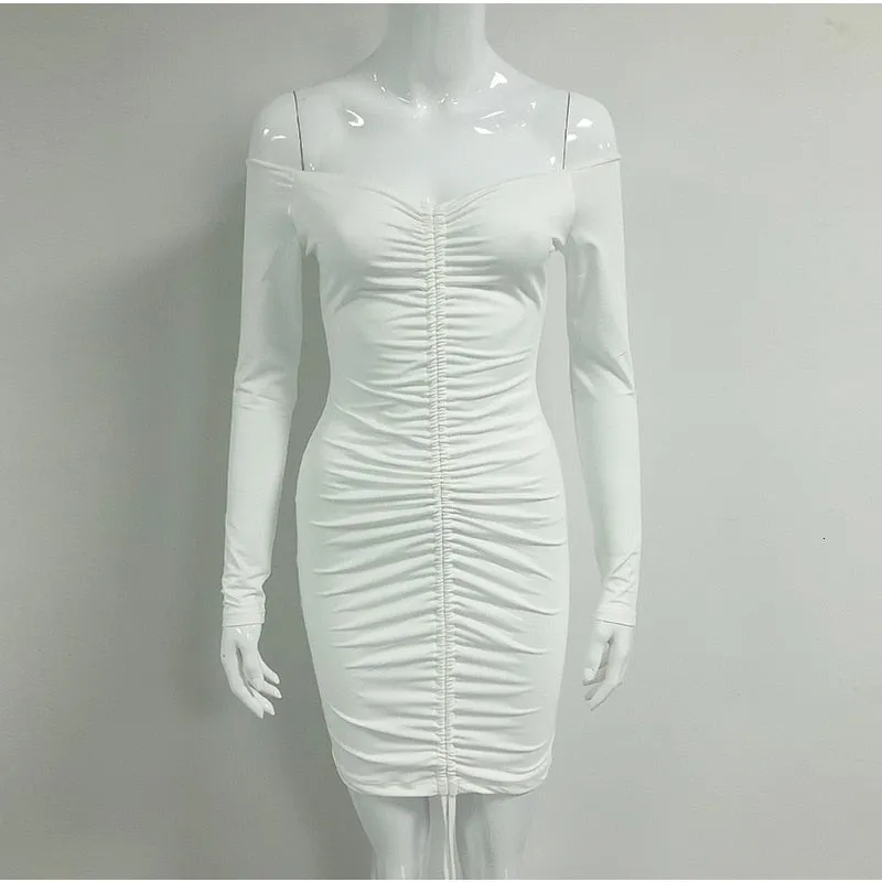Women's Off-Shoulder Lace-Up Sheath Mini Dress