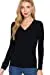 Women's V Neck Long Sleeves Henley Thermal Knit Top