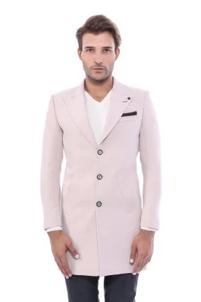 WSS Beige Men Long Coat  - Pola de Siero