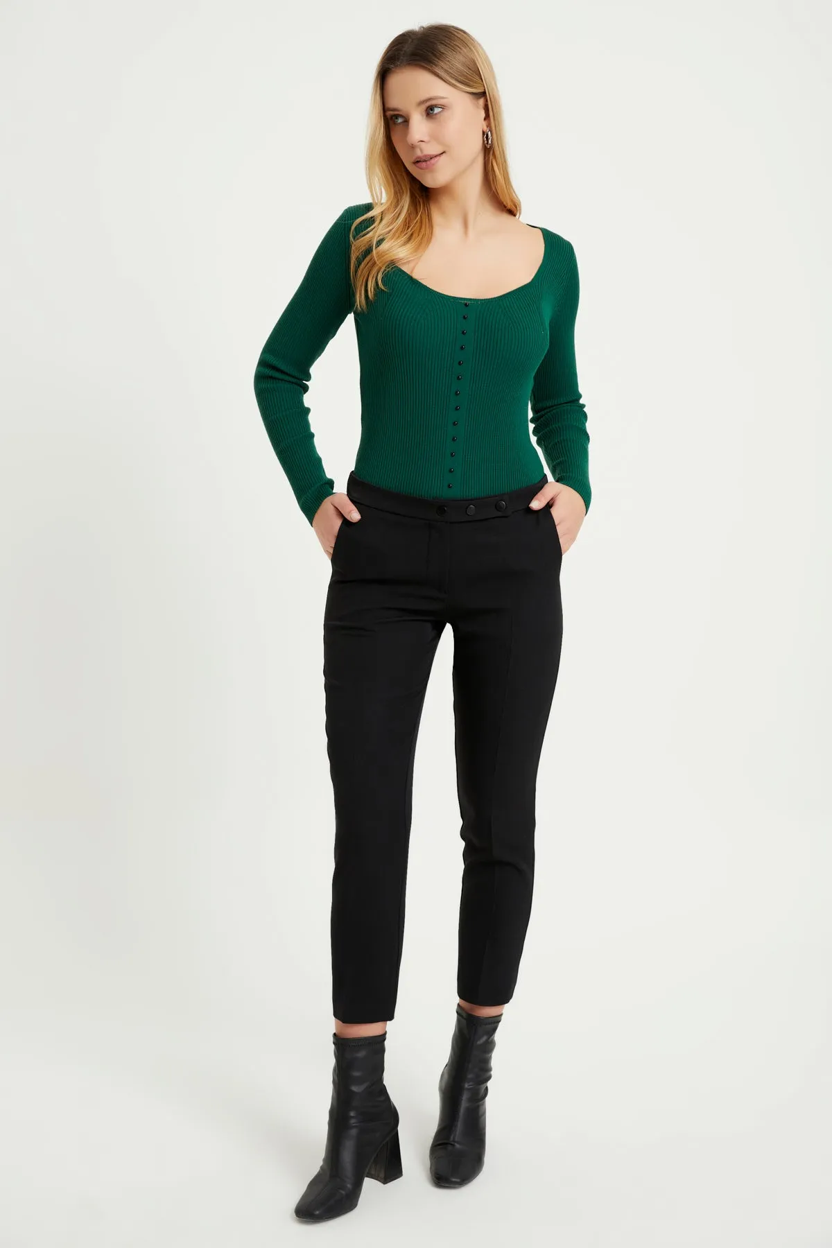 ZRF Women Cigarette 3 Button Pants - Black - Völklingen