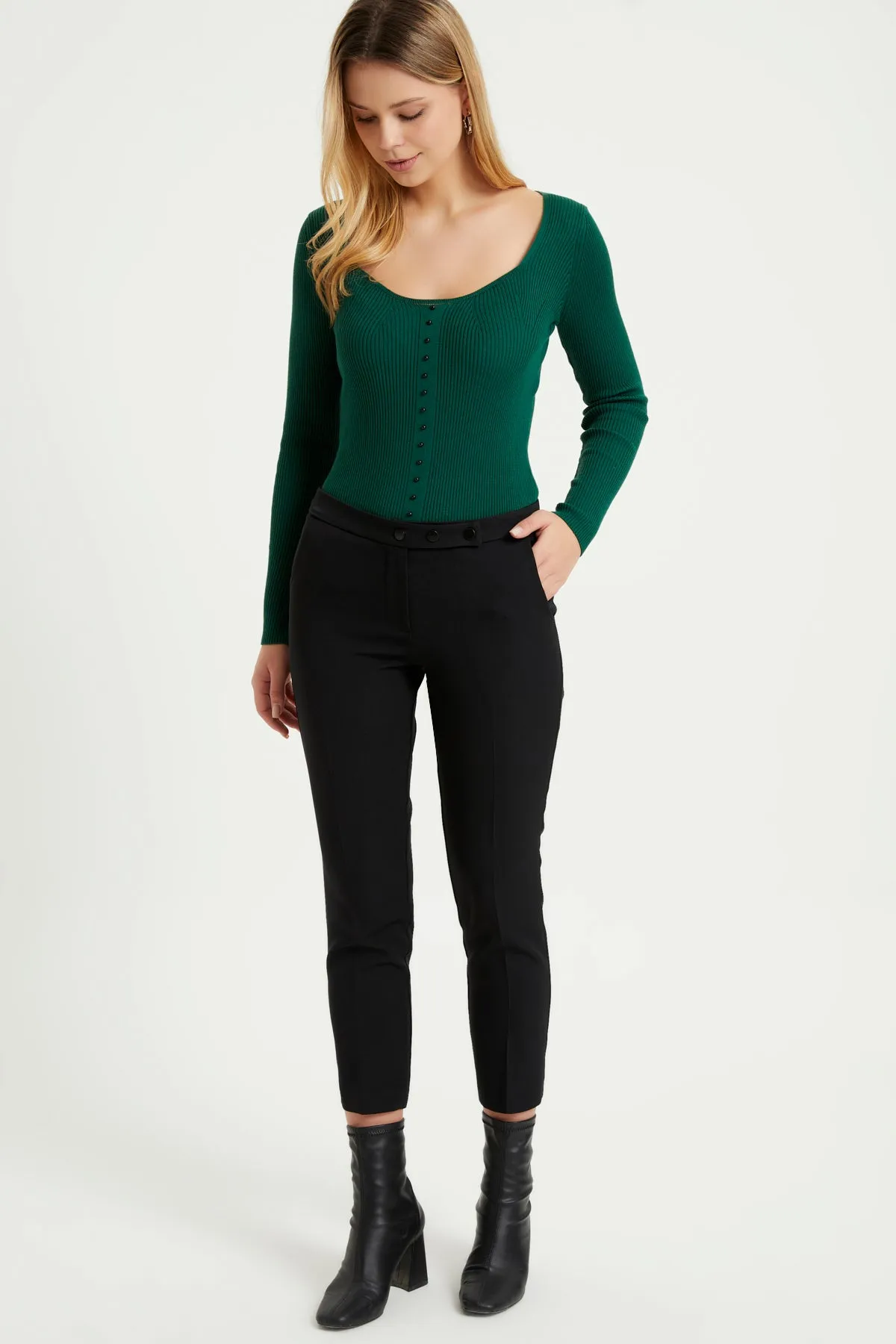 ZRF Women Cigarette 3 Button Pants - Black - Völklingen