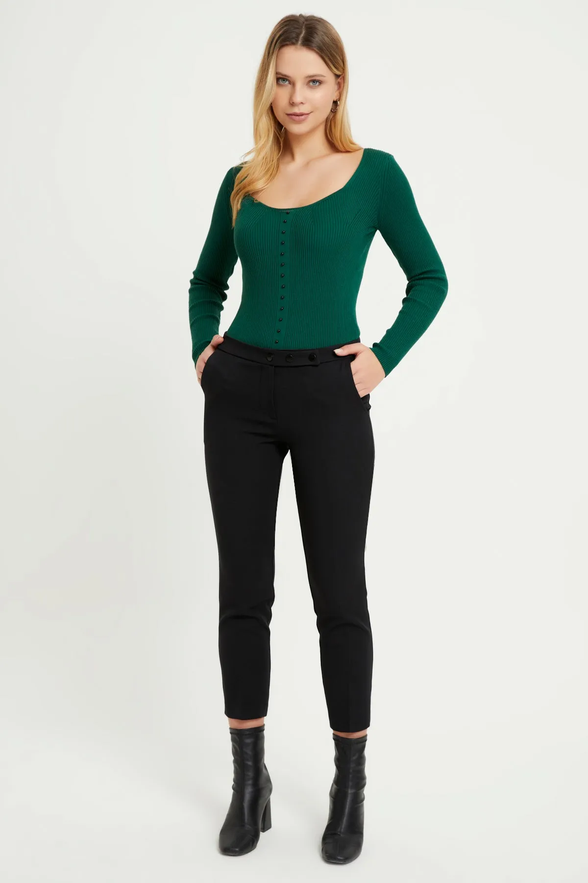 ZRF Women Cigarette 3 Button Pants - Black - Völklingen